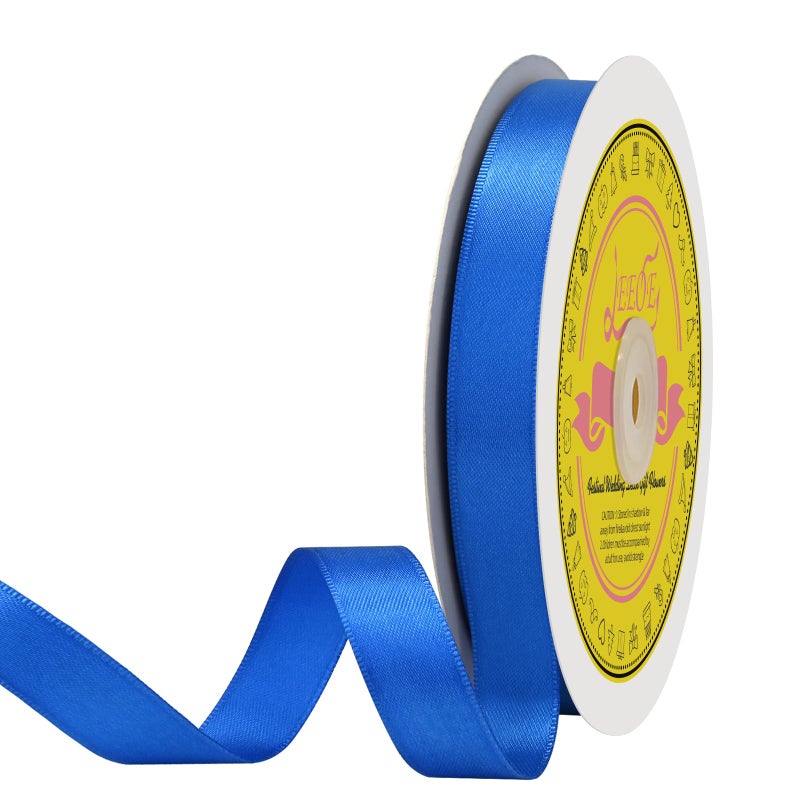 LEEQE Double Face Royal Blue Satin Ribbon 5/8 inch X 50 Yards Polyester Royal Blue Ribbon for Gift Wrapping Very Suitable for Weddings Party Invitation Decorations and More - Image 1